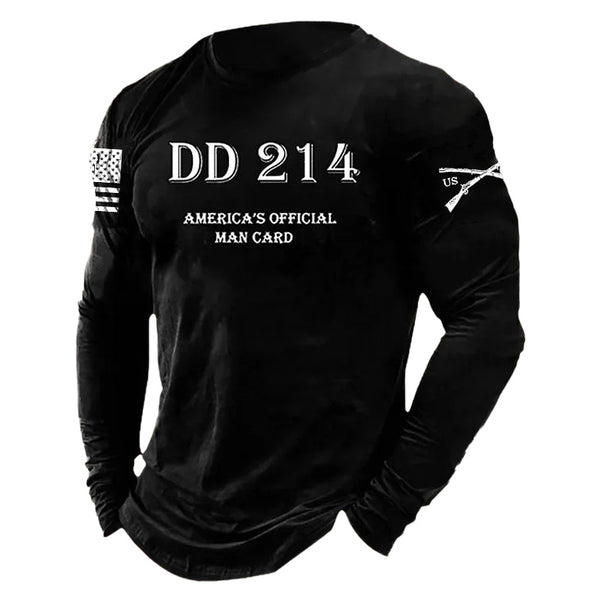 Men's Vintage DD214 America Official Man Card American Flag Short Sleeve Crew Neck T-shirt