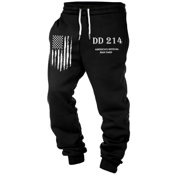 Men's Vintage DD214 America Official Man Card American Flag Print Sweatpants