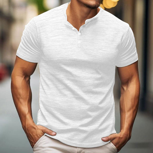 Men's Short Sleeve Button T-Shirt Henley