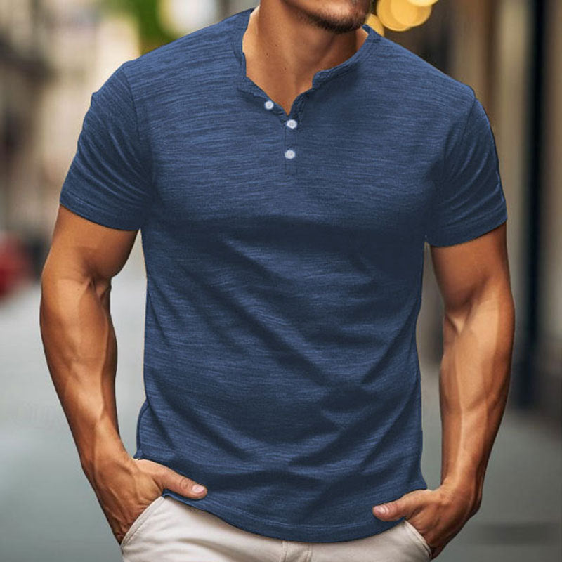 Men's Short Sleeve Button T-Shirt Henley