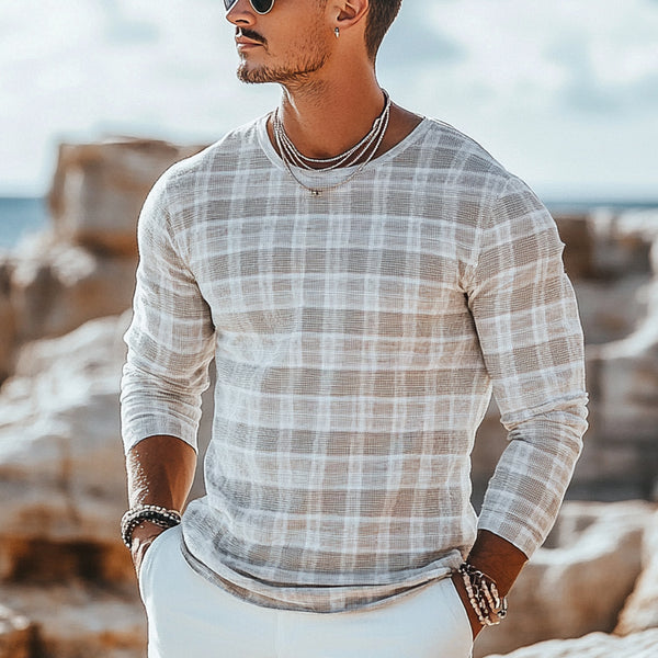 Holiday Bohemian Beach Men's Linen Casual Long Sleeve Shirt Top