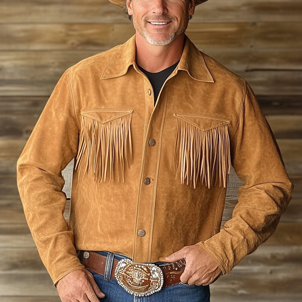 Classic Western Fringe Jacket With Cowboy Hat