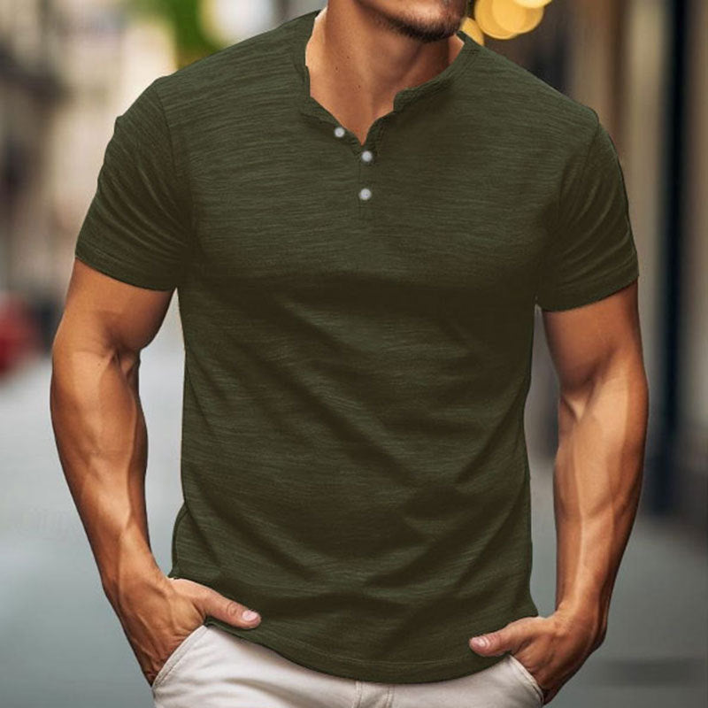 Men's Short Sleeve Button T-Shirt Henley