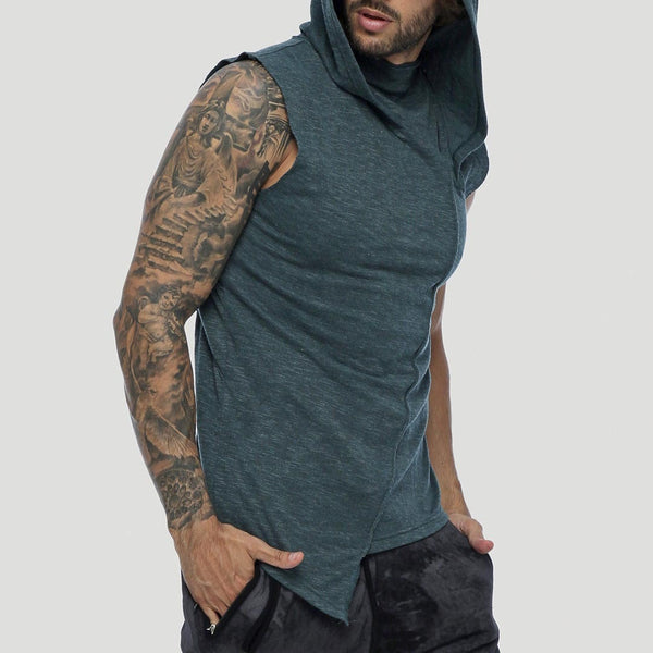 Men's Irregular Sleeveless Hooded Tank Top